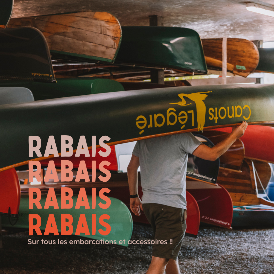 Rabais lors de la Vente sous la cabane Canots Légaré Portage de canot chez Canots Légaré