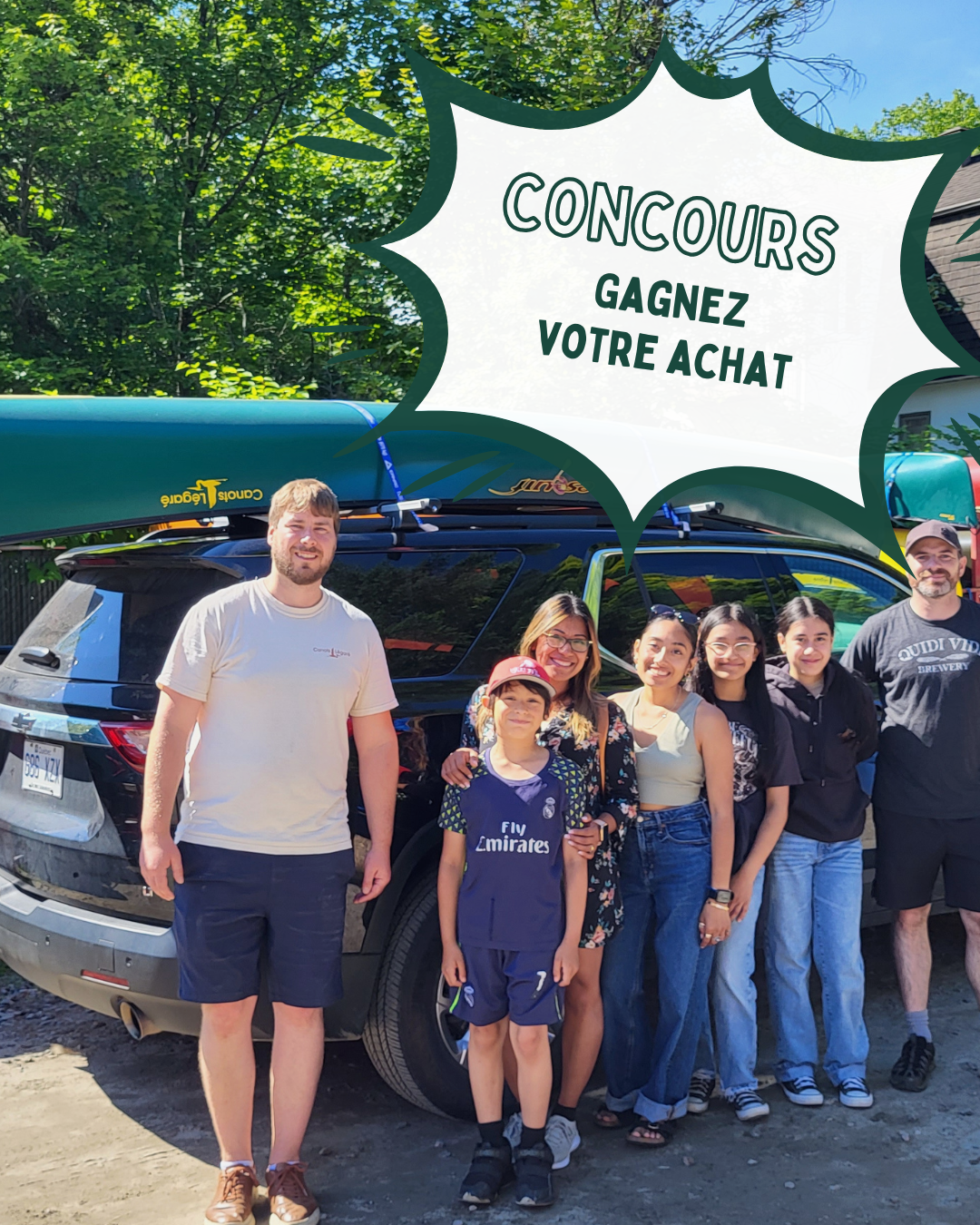 Concours Gagnez votre achat Famille ayant remporté un canot tout équipé chez Canots Légaré lors de la Vente sous la cabane 2024